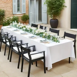 Eindecken Terrassentische + Stehtische mit Hussen